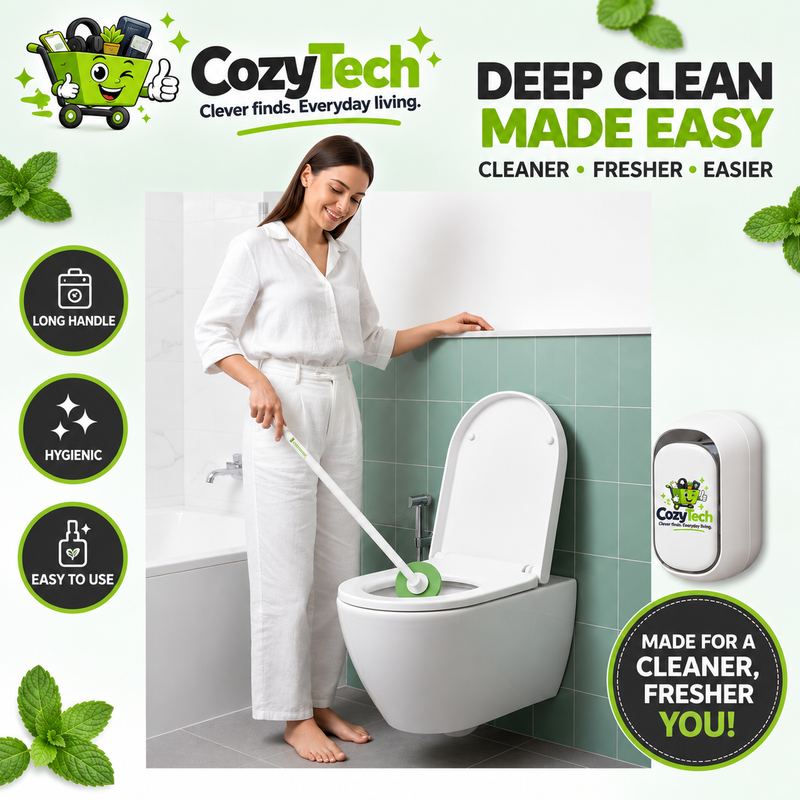 Cozy Tech™ WALL-MOUNTED TOILET BRUSH, DISPOSABLE HEADS SOLD SEPARATELY