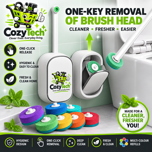Cozy Tech™ WALL-MOUNTED TOILET BRUSH, DISPOSABLE HEADS SOLD SEPARATELY