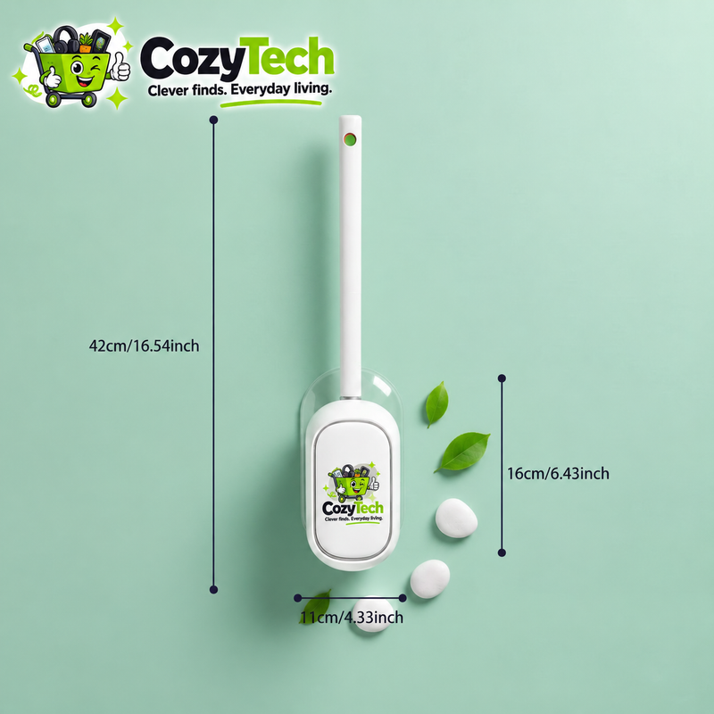 Cozy Tech™ WALL-MOUNTED TOILET BRUSH, DISPOSABLE HEADS SOLD SEPARATELY